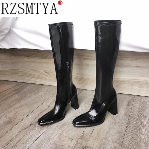 Boots Women New 2021 hoes Zipper Sexy Thigh High Heels High Sexy Luxury Designer Ladies Med Rubber Autumn Over-the-Knee