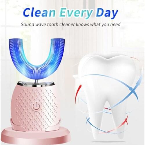Waterproof silicone U shaped Ultrasonic Toothbrush 360 Degrees Intelligent Automatic Sonic Electric Toothbrush Oral Clean