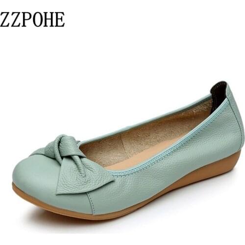 ZZPOHE Shoes Woman 2017 Genuine Leather Women Flats Shoes Fashion Casual Soft Female Comfortable Driving Shoes free shipping