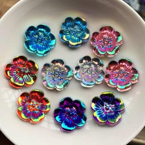 10pcs19mm Flower Design Acrylic Rhinestone, Flat back Art Beads Decorate DIY rhinestone applique crystal Flower