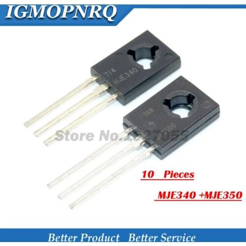 10pcs MJE340 MJE350 TO126 (5PCS MJE340 + 5PCS MJE350 ) TO-126 KSE340 KSE350 TO126 PNP tube NEW
