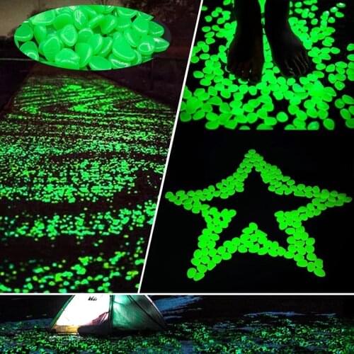 100/200Pcs Glow In The Dark Luminous Stones Rocks Garden Pebbles for Garden Walkways Path Patio Garden Yard Fish Tank Decoration