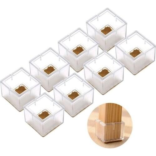 16pcs Square Chair Leg Cap Silicone Feet Pads Table Covers Wood Floor Protector For Protecting Your Furnitures And Floor