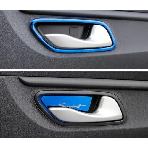 4pc for KIA K2 2017 Inner door bowl Handle Light box Bright circle decorate ring