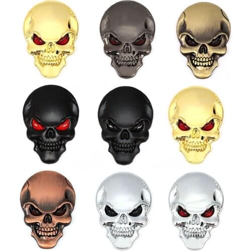 Car Stickers Ghost Skull 3D Metal Chrome Emblem Badge Decal for Audi Honda Toyota Hyundai Dodge Mazda Nissin Skoda Lexus Suzuko