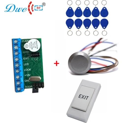 Mini rfid standalone controller with rf id wateproof reader exit button with 10 pcs tk4100 key tags