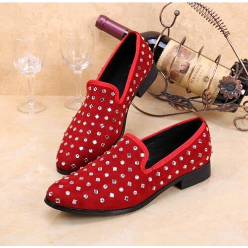 Brand Designer Business Office Men Dress Shoes Fashion Genuine Leather Red Wedding Formal Shoes Slipon Loafers zapatos hombre