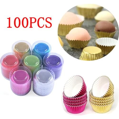 50PCS/set Aluminum Foil Muffin Cupcake Paper Cups Cupcake Liner Baking Cups Tray Cases Wedding Caissettes Cupcake Wrapper