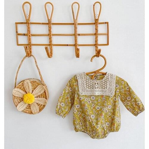 Spring Autumn Floral Romper Baby Girl Sweet Jumpsuit Cute Lace Cotton Soft Long Sleeves Romper Toddler Baby Clothes