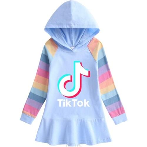 Tik Tok Autumn princess Girls Hooded Sweater Dress Cartoon Baby Winter Cotton Hooded sweater Casual Dress