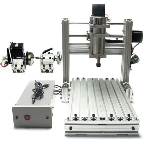 DIY CNC 3020 3 axis 4 axis Mini wood 2030 CNC engraving machine milling lathe