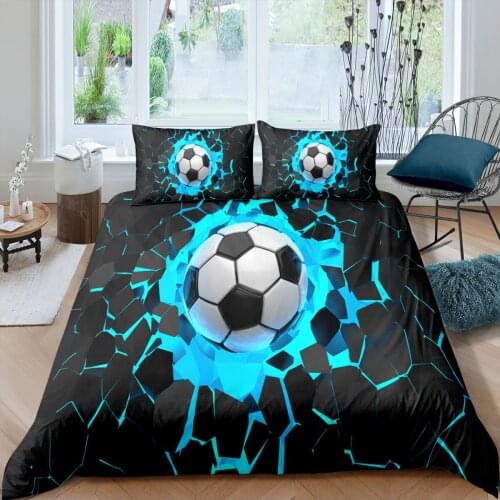 Home Textiles Luxury 3D Football Print Duvet Cover Set 2/3 Pcs Pillowcase Bedding Set AU/EU/UK/US Queen and King Size