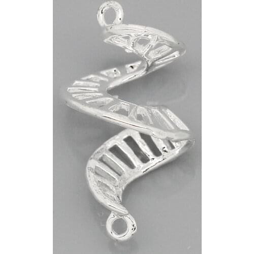 DoreenBeads Copper Connectors Findings S-shaped Silver color Stripe Pattern 18mm-23mm x 12mm( 4/8"), 1 Piece 2017 new