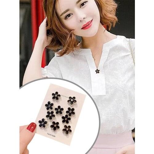 Imitation Pearl Rhinestones Pin Coat Clothes Accessories Prevent Exposure Decoration Brooch Set Buttons Cover Up Button Pin
