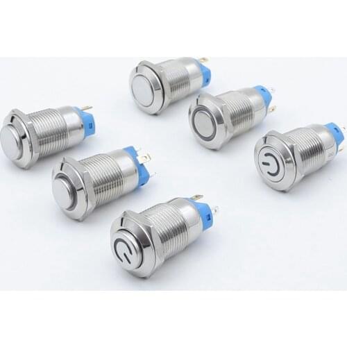 Button without fixation Metal Illuminated Push Button Switch Led 12v Latching 12mm Light Waterproof Momentary 3V 5V 6V 220V 110V