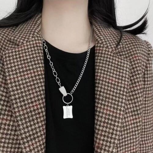 316L Stainless Steel Fashion Fine Jewelry Hip Hop Street Dance Circle Charms Thick Chain Choker Necklace Pendant For Women Men