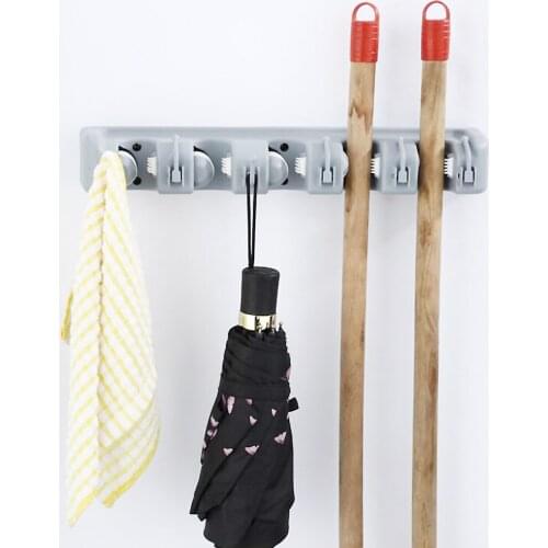Kitchen Organizer 3/4/5 Position Wall Mounted Shelf Storage Holder for Mop Brush Broom Mops Hanger ABS Home Organizer
