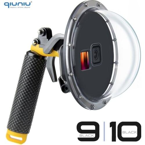 QIUNIU 6'' Diving Dome Port 45m Waterproof Housing Case Cover with Float Grip Trigger for GoPro Hero 9 Black Go Pro 9 Accessory