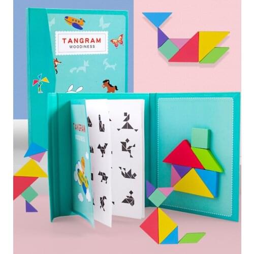 Magnetic Jigsaw Puzzle 3D Tangram Game Montessori Brain Learning Educational Toys Clever Board Games Toy Gifts for Children