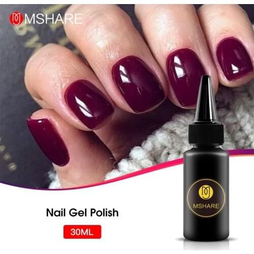 MSHARE Wine Red Nails Gel Varnish Lacquer Milky Rose White Nail Polish Soak Off Cured with Nail Drye 30ml