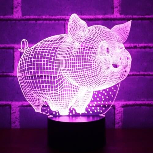 3D LED Night Light Lovely Pig with 7 Colors Light for Home Decoration Lamp Amazing Visualization Optical Illusion Awesome