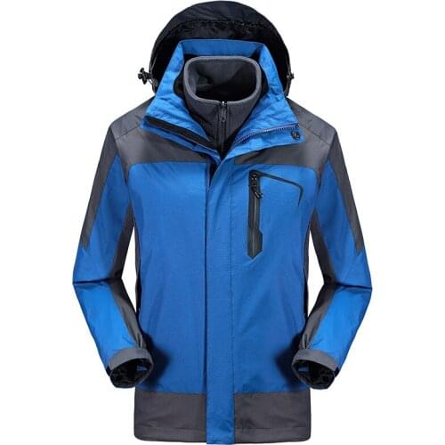 New Style MenS Wear Autumn And Winter Plus Velvet Warm Raincoat Jacket Outdoor Two Piece Set Three-in-One Mountaineer