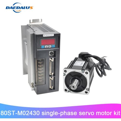 80ST-M02430 Single Phase Servo Motor Kit 3000RPM 0.75KW 220V AC Servo Motor Kit CNC Matched Drive With 3M Encoder Cable