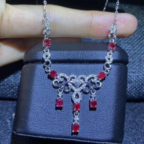 Classic Natural Ruby necklace for women jewelry natural gems real 925 silver good gift birthstone luxury style not expensive