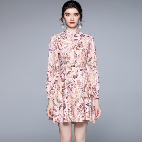 ZUOMAN Women Spring Elegant Pink Dress Festa High Quality Vintage Short Party Robe Femme Lantern Sleeve Designer Vestidos