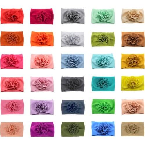 Lovely Flower Baby Headband Elastic Headwrap Baby Gilrs Hair Bands Turban Wide Knot Solid Color Hairband Kids Hair Accessories