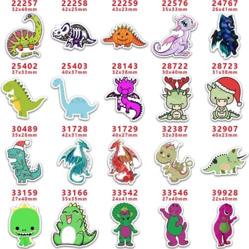 DIY Craft Supplies Sewing Accessories Cartoon Dinosaur Printed Planar Resins Mold 10 Pieces. PR-22257