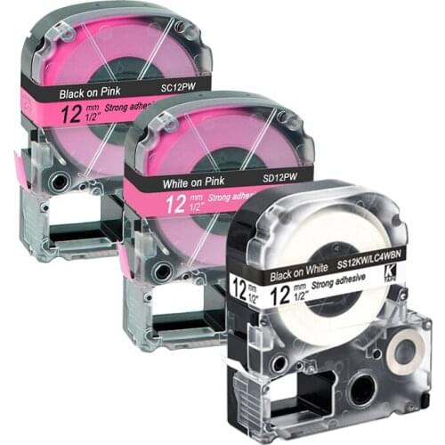 12mm mixed multi-color compatible Epson KingJim label printer laminated label tape for LW-300 400