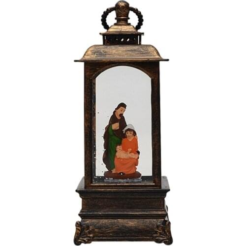 Christmas LED Lamp Floating Snow Wishing Wind Light Lantern Music Box Decoration