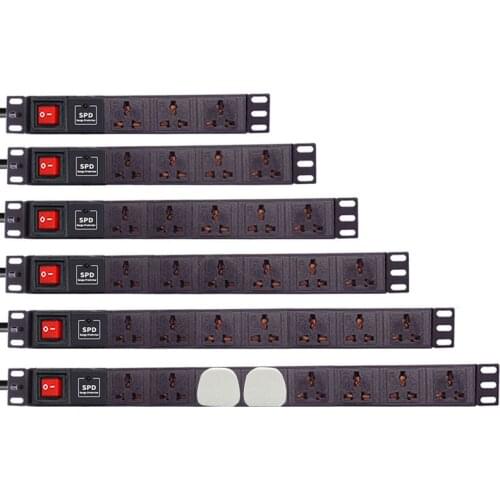 PDU Cabinet Power Strip 3/4/5/6/7/8Ways Universal Socket Two BS Plug Use SPD Protection Module+Double Break Switch 3500W