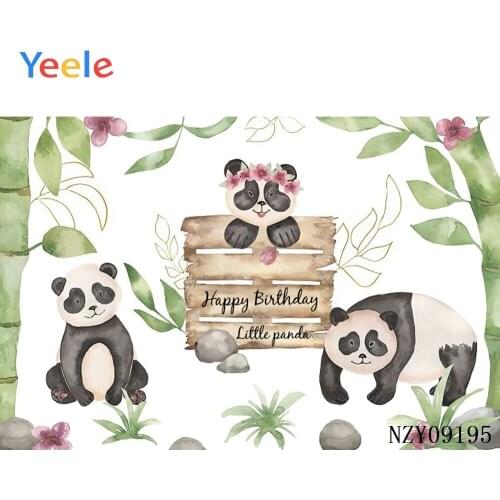 Vinyl Backdrops Photography Panda Safari Birthday Party Bamboo Forest Customized Banner Baby Photo Background