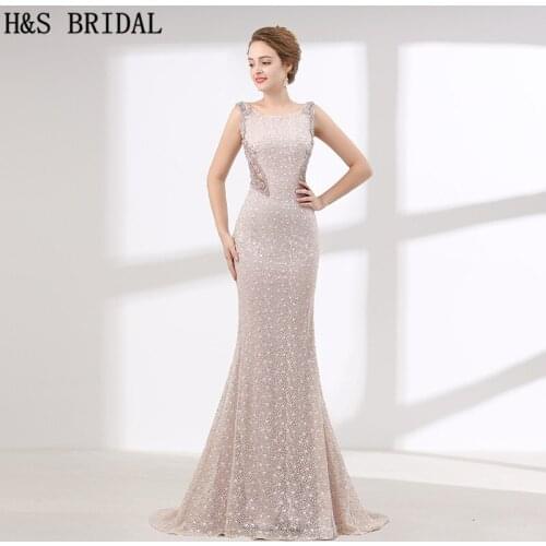 H&S BRIDAL Vintage elegant evening dresses 2020 Mermaid Pears Beading long dresses evening Lace Prom Dresses vestido longo