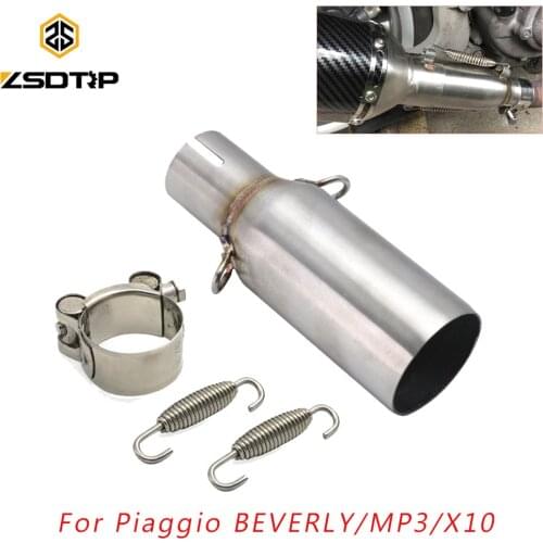 ZSDTRP Motorcycle Exhaust Middle Pipe Stainless Steel Sand Surface For Piaggio BEVERLY 125/300 MP3 125/250/300 X10 125