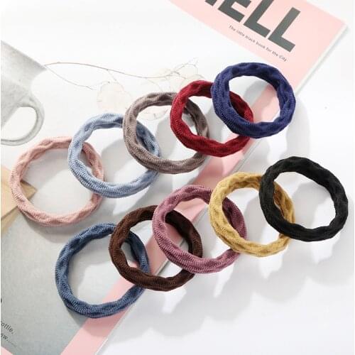 10Pcs Elastic Basic Rubber Bands Seamless Connection Hairband Solid Color Ponytail Holder Scrunchie Women Girls Hair Accessories