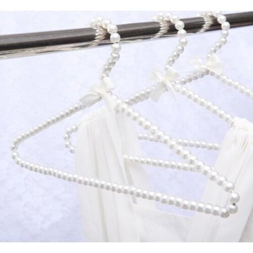 10pcs/lot 6 Colors Adult Hangers with Pearls Clothes Hangers Pearl Trouser Hanger Clip for Clothing Shop and Home Free Shipping