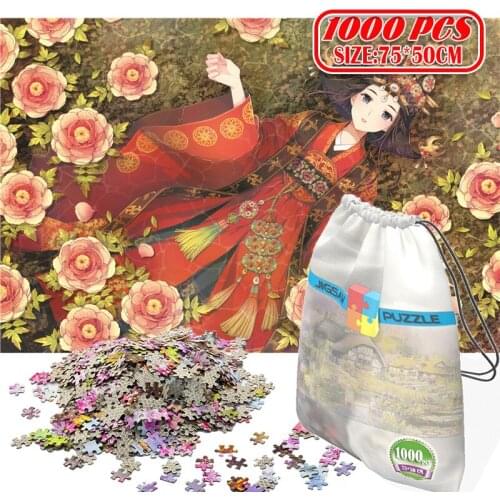 1000Pcs Anime Girl Dress Paper 3D Jigsaw Puzzles Adults Game Toys for Toys Boring Game Building Assembling Educational Toys