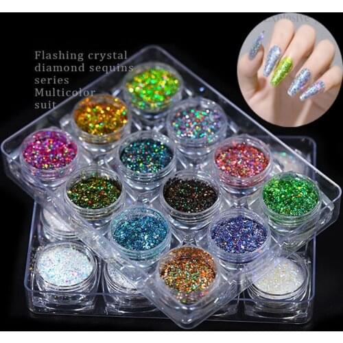 12color /set 3g Holographic Glitter Powder Set for Lip Gloss, Ultra Fine Holographic Glitter Powder Nail Laser Rainbow Glitter