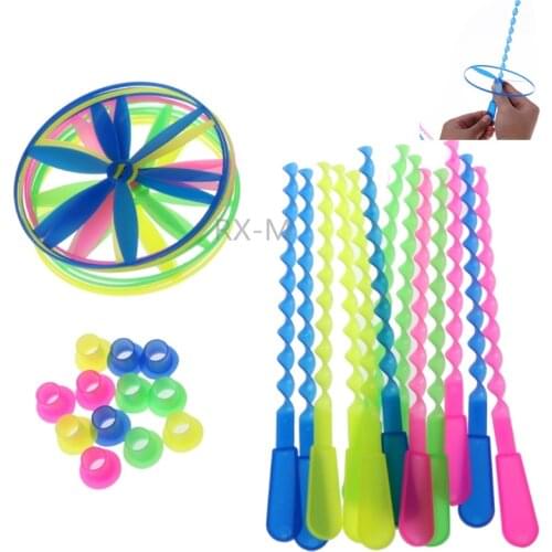 12pcs/lot Children Fun Outdoor Play Set & Sports Games for Kids Novelty Toys Boys Hand Made Rotating Dragonfly Flying Saucer Toy