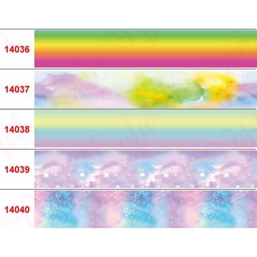 16mm-75mm Gradient Color Series Printed Grosgrain/Elastic Ribbon Watermelon Color DIY Birthday Party Decor 50yards/roll