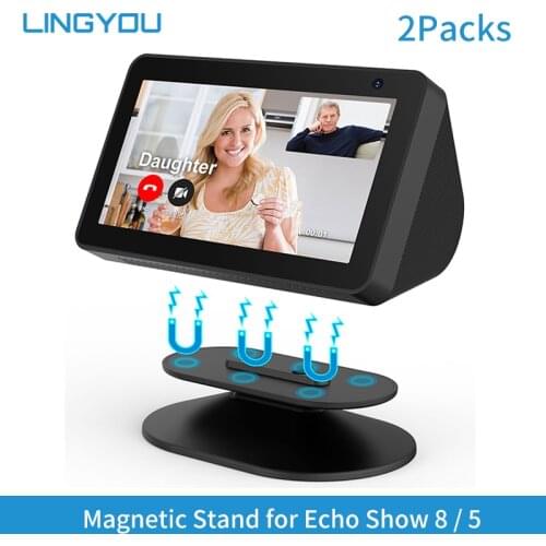 LINGYOU Magnet Adjustable Swivel Stand for Amazon Echo Show 8 5 (1st & 2nd Gen) with Anti-Slip Base to Good Viewing/Camera Angle