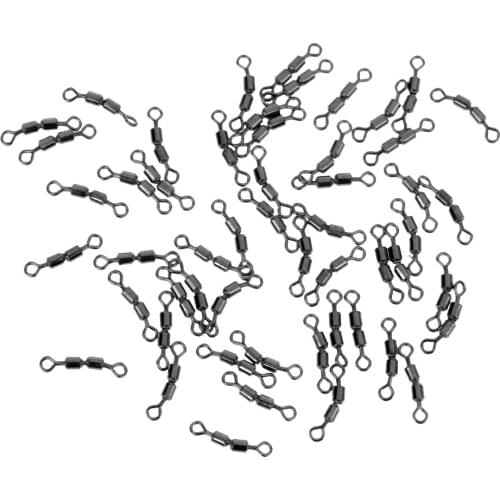 50 Pieces Fishing Swivels High- Rotation Double Fishing Connector Black