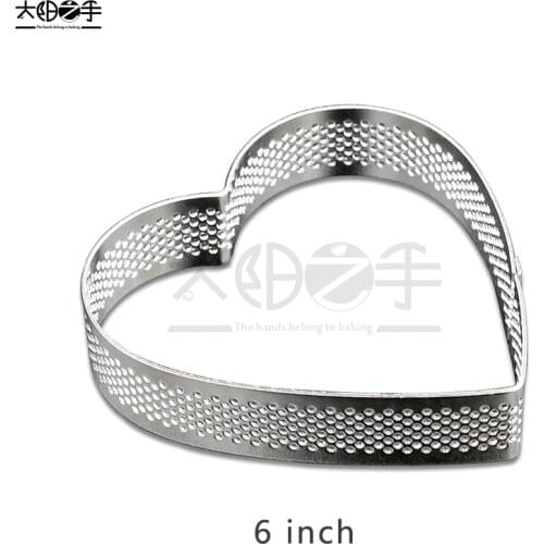 6 inch Heart Shaped Perforated Tart Ring 304 Stainless Steel Tart Ring Tartlet Mold Make Heart Shaped Fruit Pie Egg Tart