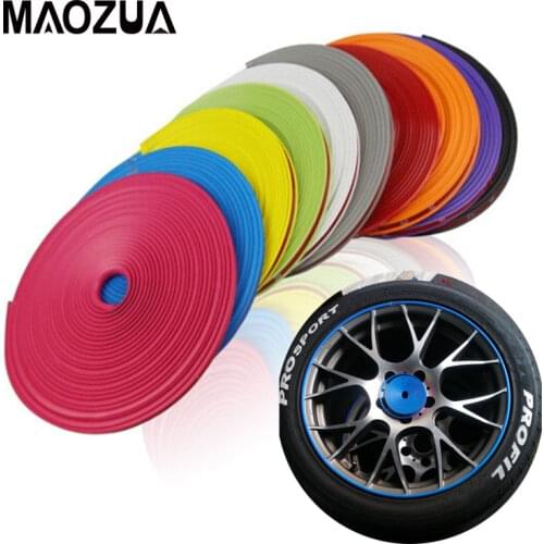 8M Roll Rim blades Car Vehicle Color Wheel Rims Protectors Decor Strip Tire Guard Line Rubber Moulding Trim Tire For All 4 Wheel