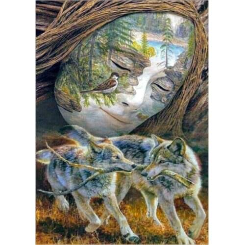 Diamond Painting Full 5d Abstract Woman Wolf Living Room Bedroom Decoration Painting Cross Stitch Kit Diamond Mosaic Decoration