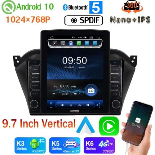 Android auto 9.7" Vertical Tesla Android 10.0 Car Media Radio GPS PX6 4+64G For JAC S2 2015-2018 Head Unit 360 Panoramic Camera