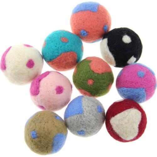 Big Size 50mm Lovely Heart Dots Printing Round Wool Felt Balls Girl Hair Jewelry DIY Ornament Accessories handmade Dolls